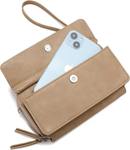 Vista 3 de Lanyani Cartera cruzada RFID con bolsillo para teléfono para mujer, cuero vegano