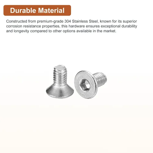 Vista 3 de DTGN Tornillos de cabeza plana con tuerca de vaso hexagonal M3-0.5 x 6 mm, paquete de 100, tornillos de cabeza plana con tuerca hexagonal de acero