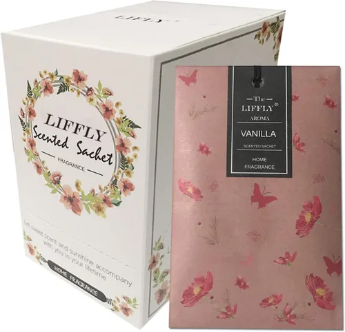 Vista 11 de 13 sobres perfumados para cajones y armarios, 14 paquetes de lavanda, rosa, jazmín, océano, vainilla, sándalo, lino fresco, cerezo, lila, eucalipto