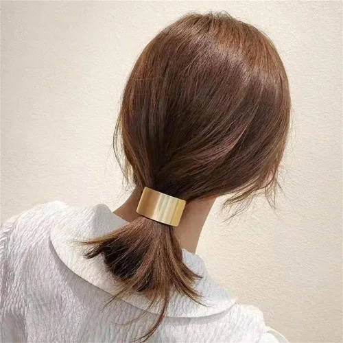 Vista 3 de 4 piezas para coleta de caballo, banda elástica para el cabello, accesorios para mujeres y niñas, 4 estilos (dorado)