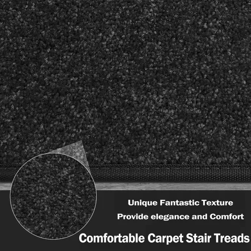 Vista 7 de PURE ERA Bullnose - Juego de peldaños de alfombra para escaleras sin cinta, antideslizantes, protectores de escaleras para interiores, alfombras