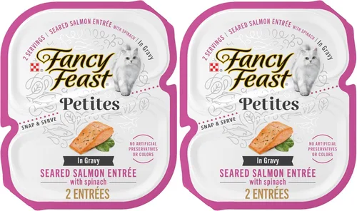 Vista 14 de Purina Fancy Feast Petites - Entree de salmón chamuscado con espinacas en salsa, alimento húmedo gourmet para gatos, (paquete de 12) tubos de 2.8
