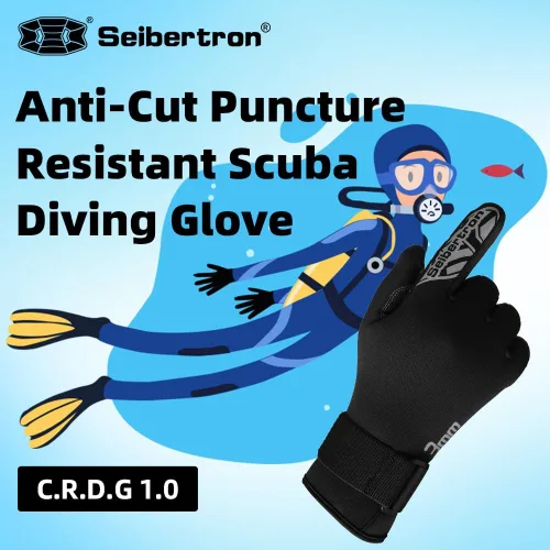 Vista 3 de Seibertron Guantes de buceo patentados C.R.D.G 1.0 aramida anticortes resistentes a pinchazos C.R.D.G 1.0-Black Negro