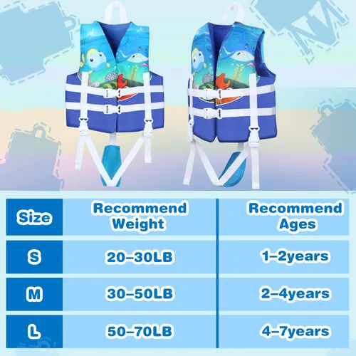 Vista 3 de Chaleco de natación para niños pequeños, flotador de piscina para niños, flotador de natación para niños de 20 a 70 libras, chaleco flotante