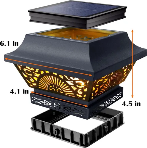 Vista 12 de DenicMic Luces solares para postes de metal impermeables para exteriores Negro
