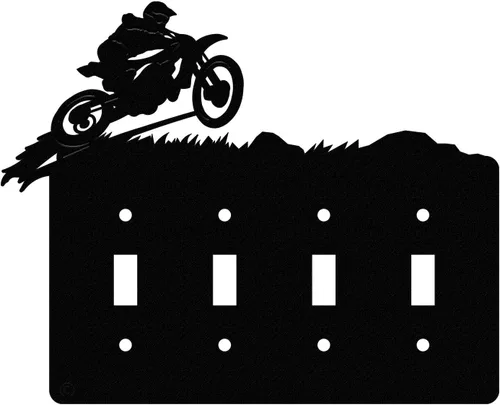 Vista 12 de Placa de pared para interruptor de luz cuádruple para motocross todoterreno, para 2 conductores, (palanca cuádruple (v2), color negro
