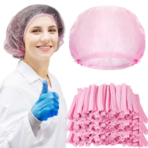 Vista 12 de Yahenda 500 gorras desechables Bouffant a granel para el cabello, redecillas elásticas para el polvo, para servicio de alimentos, enfermeras Negro
