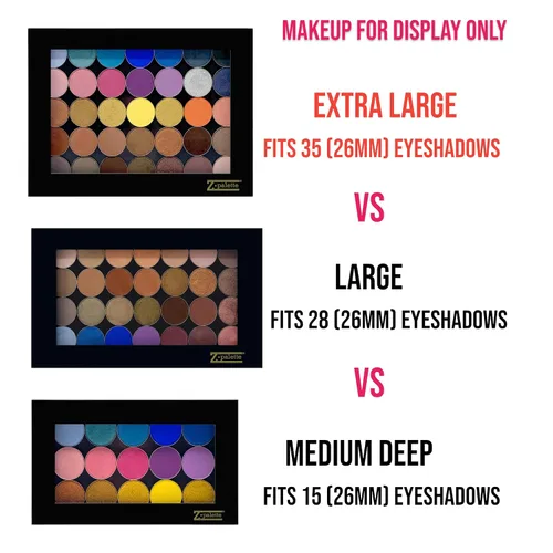 Vista 3 de Z Palette Paleta de maquillaje magnética vacía negra extra grande con ventana transparente
