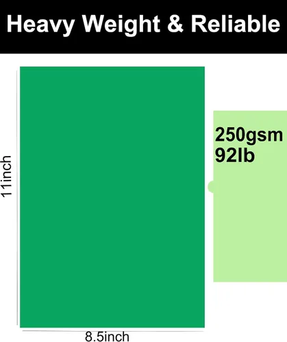 Vista 2 de 50 hojas de cartulina verde de 8.5 x 11 pulgadas, 8.82 oz/m²/92 libras de grosor, papel de cartulina verde grueso para manualidades, tarjetas