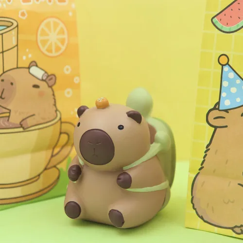 Vista 4 de Geluode Capybara con soporte para lápices de resina de tortuga, organizador de escritorio de diseño animal, soporte para bolígrafos de papelería