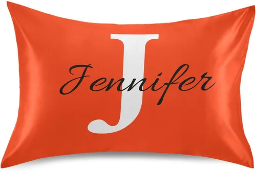 Vista 30 de Fundas de almohada negras personalizadas de seda con cierre de sobre, funda de almohada de satén tamaño estándar para personas que duermen