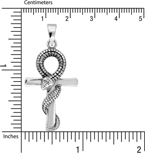 Vista 4 de WithLoveSilver - Colgante de serpiente con cruz egipcia Ankh de plata de ley 925, Plata esterlina