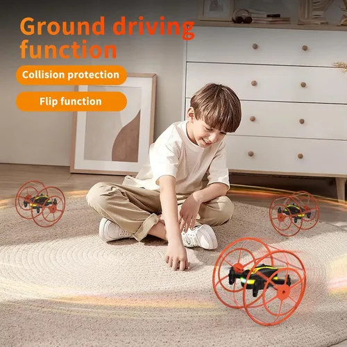 Vista 3 de M17 Mini Drone para Principiantes Modo Tierra-Aire Dual Interior y Exterior RC Quadcopter con Cubierta Protectora Fácil de volar Modo sin Cabeza Una