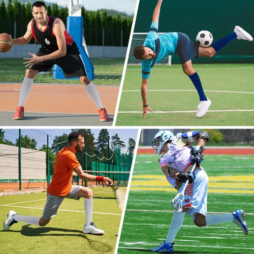 Vista 7 de ZXOLDZX 4 pares de calcetines de fútbol acolchados hasta la rodilla para hombres, jóvenes y niños