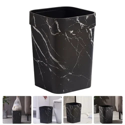 Vista 9 de Zerodeko Diseño de mármol redondo de mármol de mármol de la cesta de la basura de la cocina moderna del negro