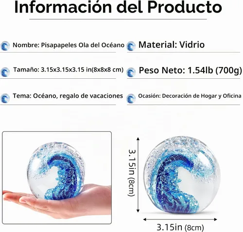 Vista 2 de Mundo submarino de vidrio soplado a mano, pisapapeles de vidrio para escritorio de oficina, decoración del hogar coleccionable, decoración de Ocean