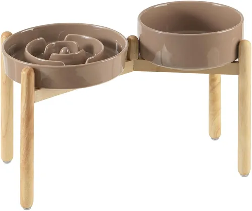 Vista 32 de Havniva Cuencos elevados para perros de alimentación lenta, 6.1 pulgadas 1 x café marrón - C