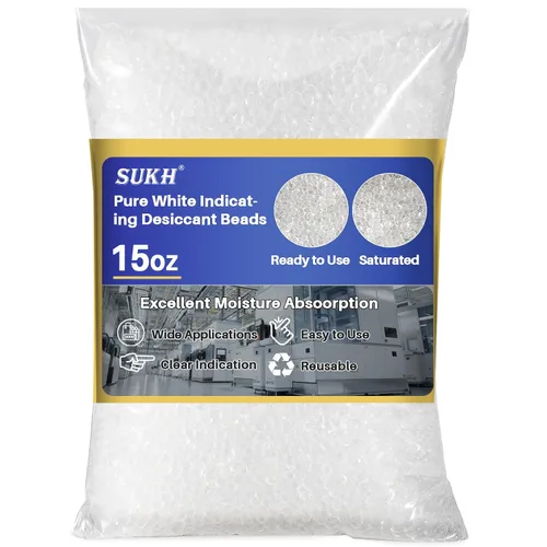 Vista 8 de Sukh Perlas de desecante de gel de sílice azul 430G - Perlas de gel de sílice indicadoras, perlas de silicona para secado, desecante reutilizable