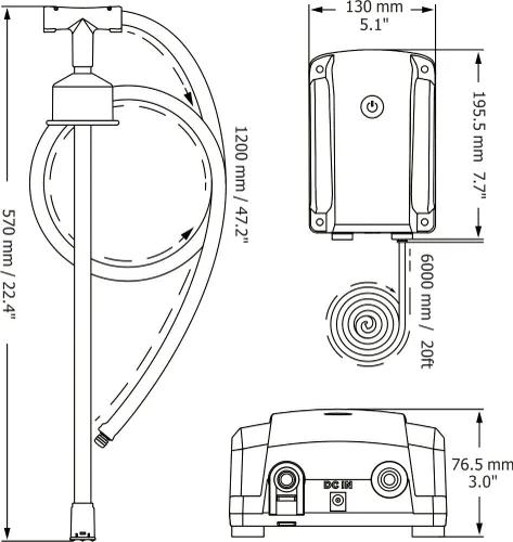 Vista 8 de SEAFLO Sistema de agua embotellada: práctico interruptor de encendido/apagado, tubo de descarga de 20 pies, enchufe de pared
