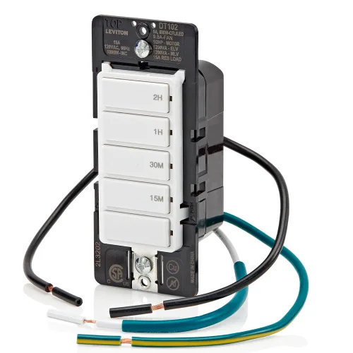 Vista 11 de Leviton Interruptor temporizador de cuenta regresiva para luces domésticas y extractores, 15-30 minutos, 1-2 horas, no requiere cable neutro, un
