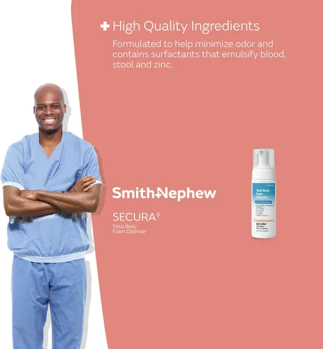 Vista 4 de Smith & Nephew 59430200 SECURA Limpiador de espuma corporal total, limpiador corporal sin agua, 4.5 onzas