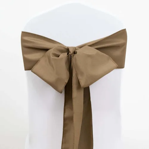 Vista 17 de Efavormart 5 piezas de fajas para sillas de poliéster color beige con lazos para decoración de sillas en bodas, eventos, suministros para decoración