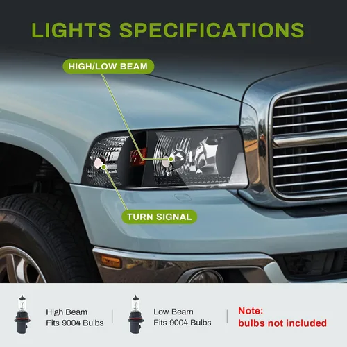 Vista 2 de AUTOSAVER88 Montaje de faros delanteros compatible con Dodge Ram 1500 1994-2001/1994-2002 Dodge Ram 2500 3500 (sin DRL)