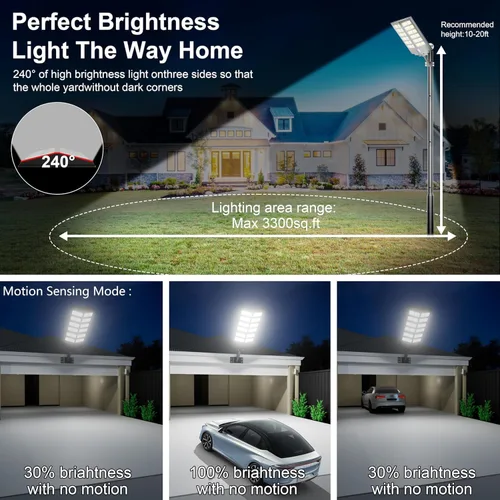 Vista 6 de Ilumina tu espacio al aire libre con luces solares de 300 W para exteriores - Libera 3000 lúmenes de energía solar