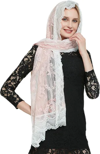 Vista 33 de Bufanda de encaje floral vintage de pestañas capilla velo mantilla infinito latino masa S04