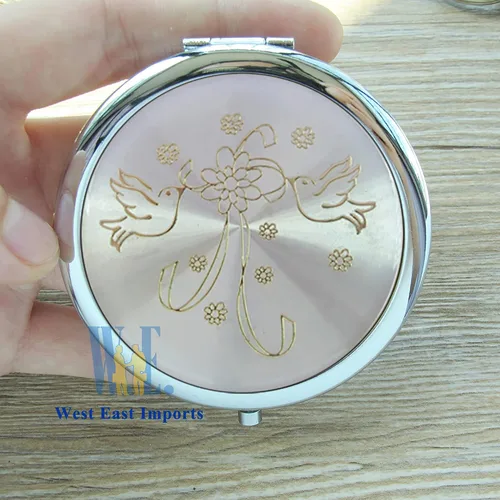 Vista 6 de Favores de boda (12 piezas) personalizado grabado láser de despedida de soltera, decoración de mesa de compromiso espejo compacto