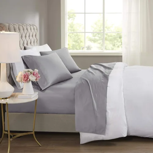 Vista 8 de Beautyrest BR - Juego de sábanas de mezcla de algodón refrescante de 600 hilos con bolsillo profundo de 16 pulgadas, para todas las estaciones, Gris