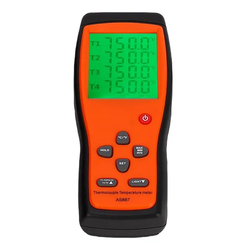 Vista 2 de Medidor de temperatura de 4 canales, termómetro para sondas tipo 4 K, probador digital -200-1372 con 2 unidades de conmutación, tipo de contacto