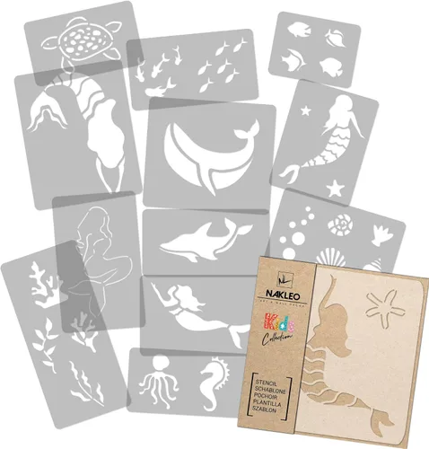 Vista 13 de NAKLEO Juego de plantillas de pintura para niños, 14 plantillas de 3.5 x 4.7 pulgadas a 9.1 x 13.4 pulgadas, plantas de otoño, plantillas de dibujo
