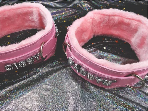 Vista 7 de paloli Pink Choker Necklace for Women Leather Collar Fluffy Punk Leash Neck Choker Gothic Cosplay Sexy Jewelries