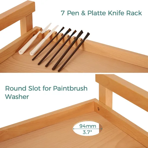 Vista 5 de VISWIN Organizador de carrito de arte, organizador de almacenamiento de suministros de arte de madera de haya maciza con ruedas giratorias, carrito