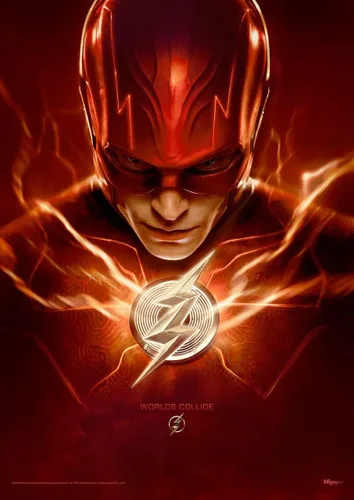 Vista 11 de MIGHTYPRINT DC Comics - The Flash - Michael Keaton Batman Worlds Collide - Arte de pared duradero de 17 x 24 pulgadas, no hecho de papel