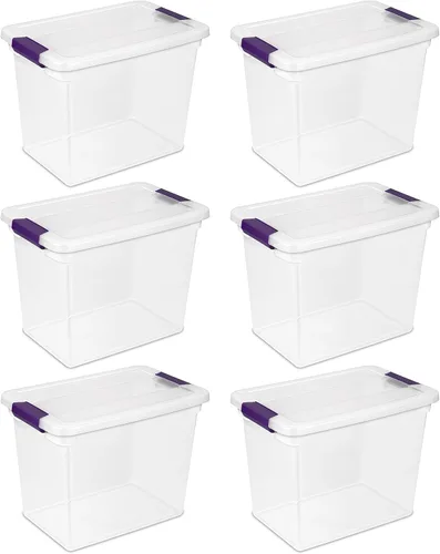 Vista 25 de Sterilite ClearView - Paquete de 4 cajas de cierre ClearView de 60 cuartos de galón, contenedores organizadores con ruedas con tapas de pestillo