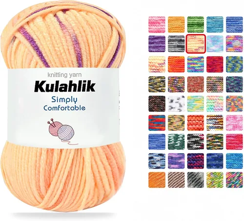 Vista 15 de Hilo acrílico de 8.82 oz (5 x 1.76 oz) para tejer, hilo de hilo degradado colorido, 5 rollos de madejas, perfecto para cualquier proyecto de 06