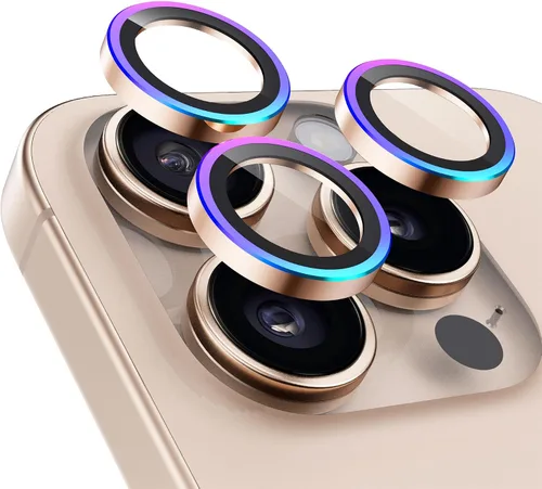Vista 20 de UARMOR - Protector de lente de cámara compatible con iPhone 17, 16 y 16 Plus: vidrio templado 9H y cubierta de aluminio, transparente HD, kit