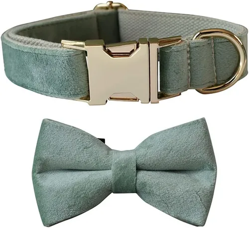 Vista 23 de Love Dream Collar de perro Bowtie de terciopelo, con hebilla de metal desmontable, suave, cómodo, ajustable, para perros pequeños, medianos
