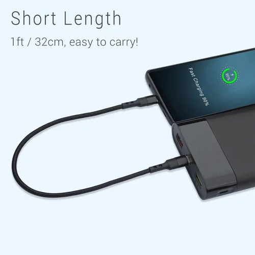 Vista 5 de Cable USB C de 12 pulgadas, cable C corto