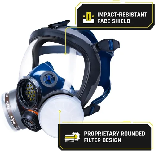 Vista 7 de Parcil Distribution Full Face Respirator Mask with Filters – Durable Full Face Respirator Mask, Bayonet Filter Compatible