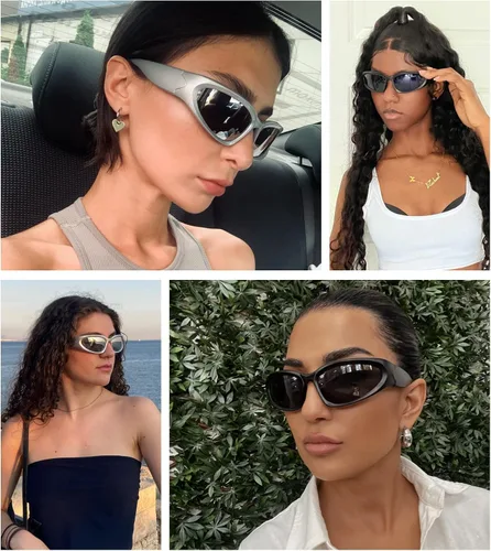 Vista 4 de Long Keeper Gafas de sol polarizadas envolventes de moda Y2K para mujeres y hombres