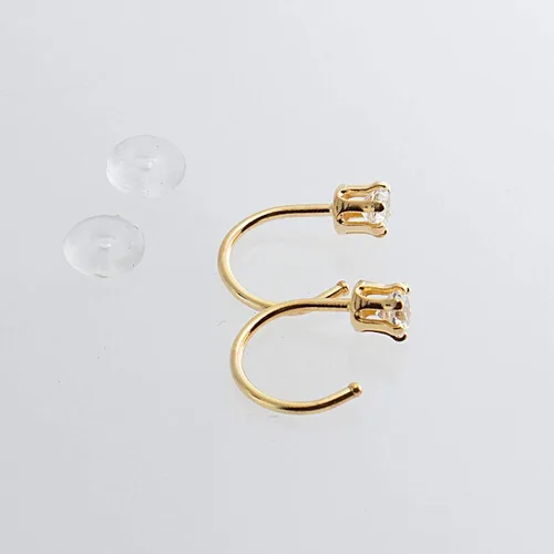 Vista 59 de Half Huggie Birthstone Gold Hoop Earrings for Women Tiny Cartilage Stud Piercing Earring Hypoallergenic Earring Screw Back Dainty Hug