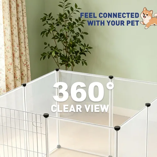Vista 3 de BRIAN & DANY Dog Playpen Portable for Small Animals, Dog Play Pen Indoor, Transparent Pet Playpen for Puppies, Cats, 40" L x 40" W x 28" H Dog