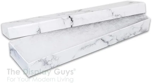 Vista 2 de TheDisplayGuys - Caja de regalo de papel de cartón relleno de algodón, 100 unidades, color blanco mármol