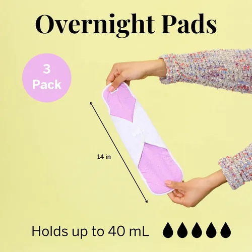 Vista 8 de Pixie Almohadillas de tela de algodón para el cuidado femenino, almohadillas reutilizables 100% orgánicas, clasificadas como 1 para las servilletas