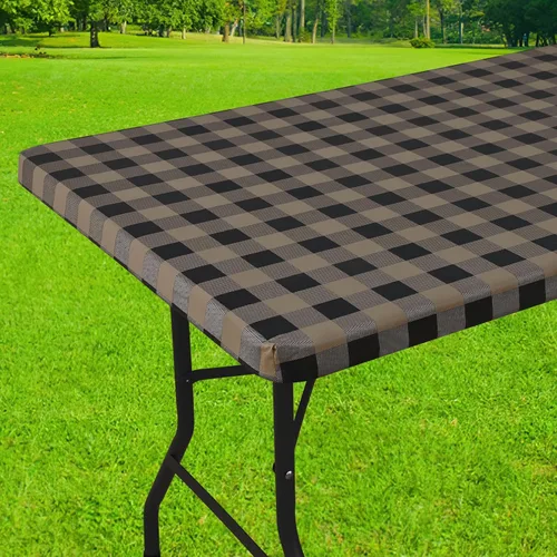 Vista 23 de Smiry Mantel cuadrado de pícnic, manteles de vinilo elásticos impermeables, fundas de mesa de lana cuadriculada con parte trasera de franela