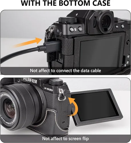 Vista 4 de MUZIRI KINOKOO Funda para cámara Fujifilm Fuji XS20/X-S20, estilo retro de piel sintética Fuji XS20 Funda protectora con agarre de mano y diseño