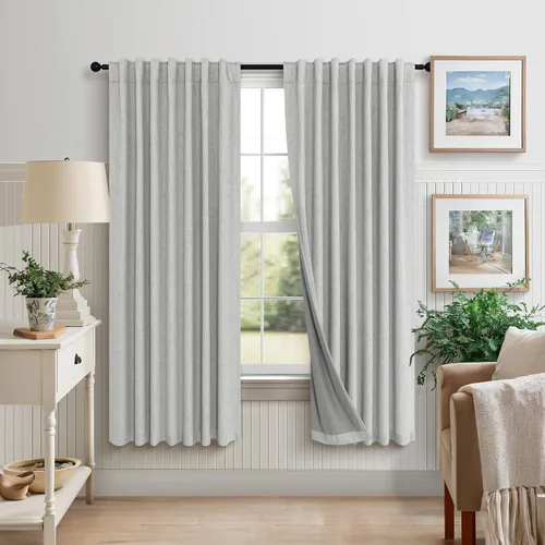 Vista 43 de Pitalk Cortinas cortas 100% opacas de lino para cafetería, 40 pulgadas de largo, 2 paneles, cortinas de puerta francesa para ventana, cortina